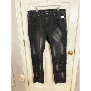 Rewash Black Raw Edge Paint Splatter Jeans sz 38 NWT